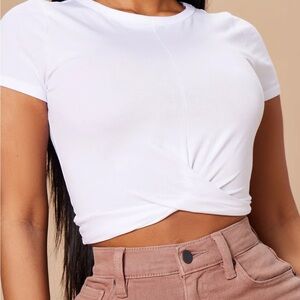 Fashion Nova White Twist Detail Crop Top
